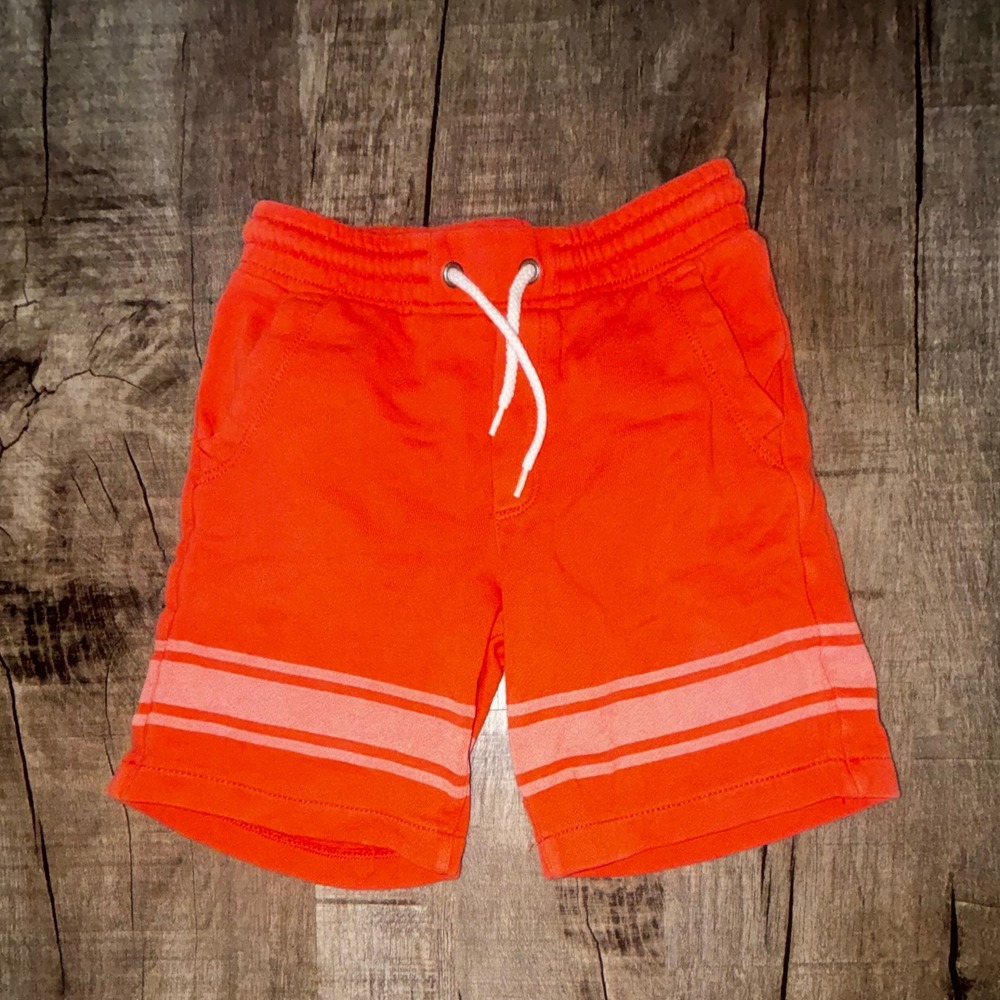Baby Gap Toddler Boys Orange Striped Knit French Terry Shorts Size 5 Years